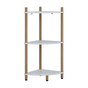 Hoekrek wit/dennenhout 29x29x72 bivio Hoekrek wit/dennenhout 29x29x72 bivio