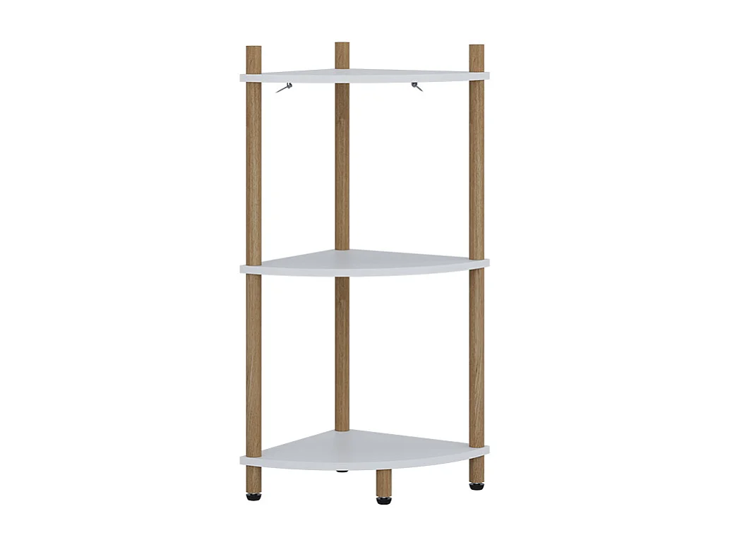 Hoekrek wit/dennenhout 29x29x72 bivio