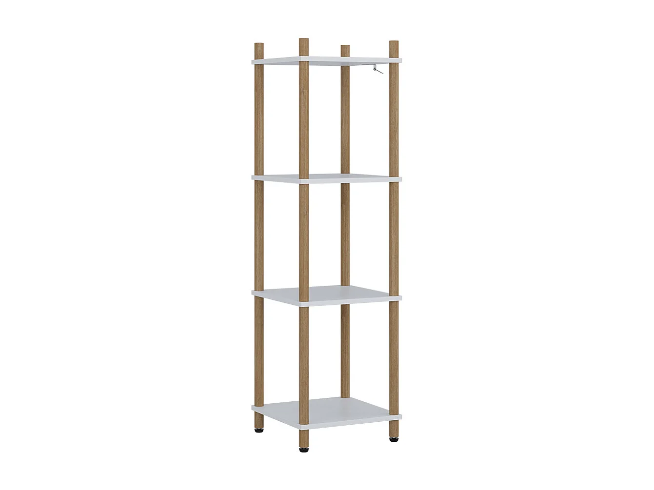 Hoekrek wit/dennenhout 30x30x102.5 bivio