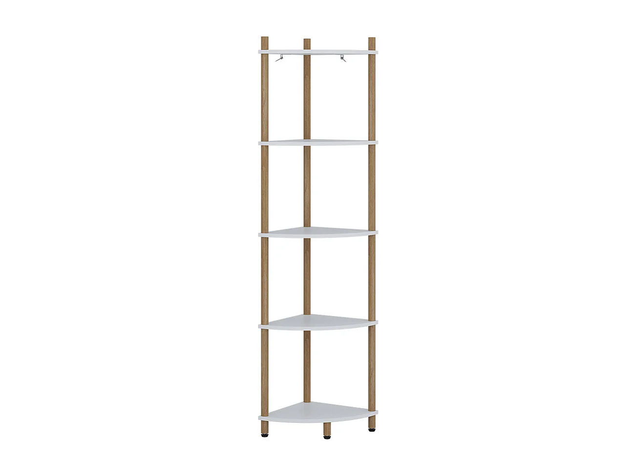 Hoekrek wit/dennenhout 29x29x133 bivio