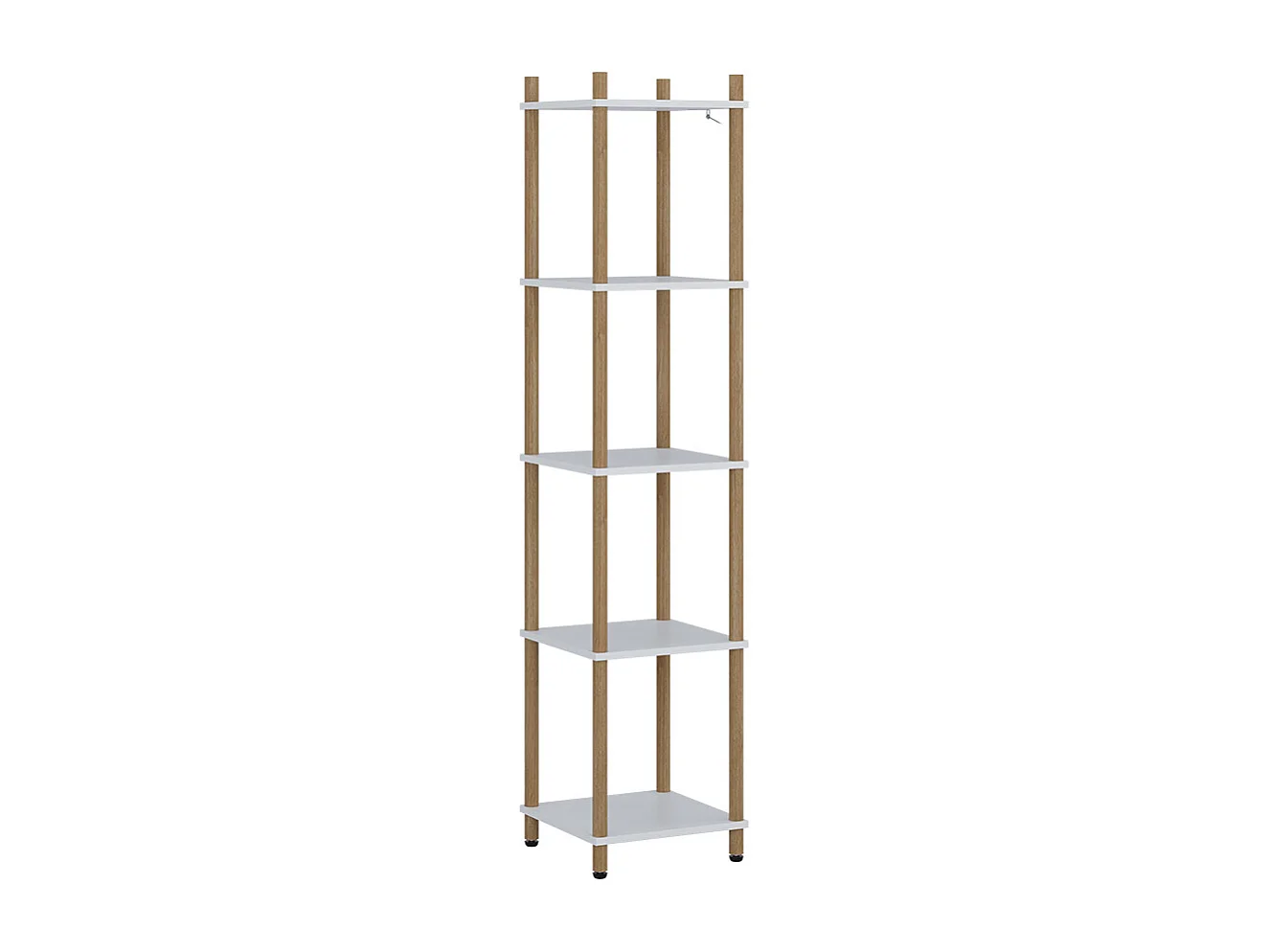 Hoekrek wit/dennenhout 30x30x133 bivio