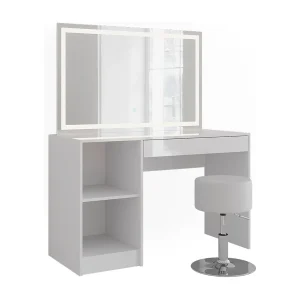 Kaptafel set met kruk wit/wit hoogglans 119.8×50.1×76 sherry Kaptafel set met kruk wit/wit hoogglans 119.8×50.1×76 sherry