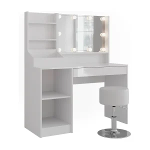 Kaptafel set met kruk wit/wit hoogglans 119.8×50.1×76 sherry Kaptafel set met kruk wit/wit hoogglans 119.8×50.1×76 sherry