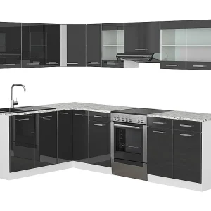 Hoekkeuken antraciet hoogglans/wit 270x60x81.6 rick Hoekkeuken antraciet hoogglans/wit 270x60x81.6 rick
