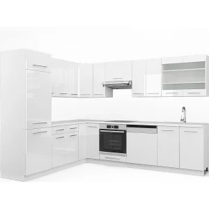 Hoekkeuken wit hoogglans/wit 287x46x81.6 fame-line Hoekkeuken wit hoogglans/wit 287x46x81.6 fame-line