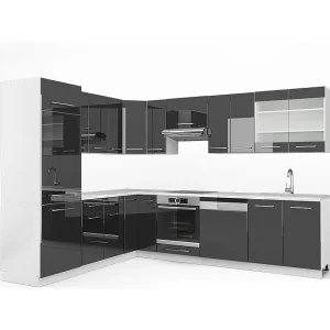 Hoekkeuken antraciet hoogglans 287x46x81.6 fame-line Hoekkeuken antraciet hoogglans 287x46x81.6 fame-line