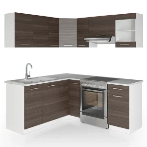 Hoekkeuken edel grijs/wit 190x60x81.6 rick Hoekkeuken edel grijs/wit 190x60x81.6 rick