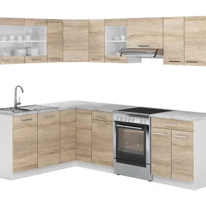 Hoekkeuken wit/sonoma 250x60x81.6 rick Hoekkeuken wit/sonoma 250x60x81.6 rick