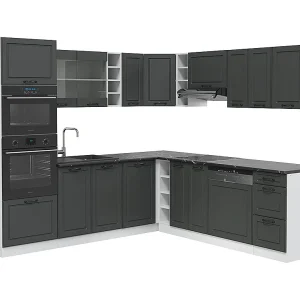 Hoekkeuken antraciet landhuis/wit 247x46x81.6 r-line Hoekkeuken antraciet landhuis/wit 247x46x81.6 r-line