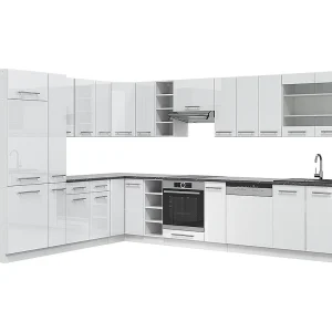 Hoekkeuken wit hoogglans/wit 347x46x81.6 fame-line Hoekkeuken wit hoogglans/wit 347x46x81.6 fame-line