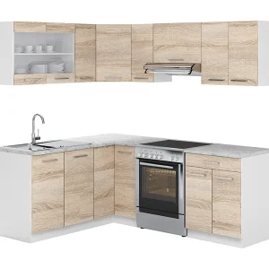 Hoekkeuken wit/sonoma 210x60x81.6 rick Hoekkeuken wit/sonoma 210x60x81.6 rick