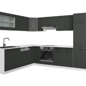 Hoekkeuken antraciet landhuis/wit 287x46x81.6 r-line Hoekkeuken antraciet landhuis/wit 287x46x81.6 r-line