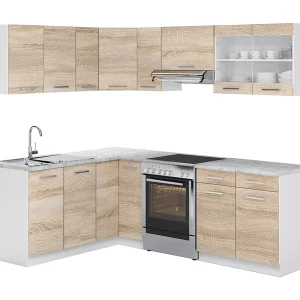 Hoekkeuken wit/sonoma 230x60x81.6 rick Hoekkeuken wit/sonoma 230x60x81.6 rick