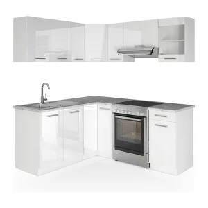 Hoekkeuken wit hoogglans/wit 190x60x81.6 rick Hoekkeuken wit hoogglans/wit 190x60x81.6 rick