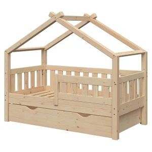Huisbed natuurlijk hout 147.6x77x127.9 design Huisbed natuurlijk hout 147.6x77x127.9 design