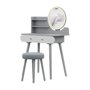 Kaptafel set met kruk grijs 80x40x121 edda Kaptafel set met kruk grijs 80x40x121 edda