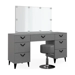 Kaptafel set met kruk grijs 150x45x78.1 anett Kaptafel set met kruk grijs 150x45x78.1 anett