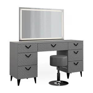 Kaptafel set met kruk grijs 150x45x78.1 anett Kaptafel set met kruk grijs 150x45x78.1 anett