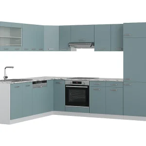 Hoekkeuken blauw-grijs 287x46x81.6 r-line Hoekkeuken blauw-grijs 287x46x81.6 r-line