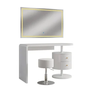 Kaptafel set met kruk wit 120x50x76 lara Kaptafel set met kruk wit 120x50x76 lara