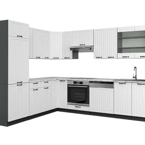 Hoekkeuken landhuis wit/antraciet 287x60x81.6 fame-line Hoekkeuken landhuis wit/antraciet 287x60x81.6 fame-line