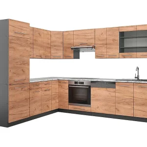 Hoekkeuken eik goud/antraciet 287x60x81.6 fame-line Hoekkeuken eik goud/antraciet 287x60x81.6 fame-line