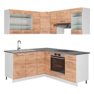 Hoekkeuken eik goud/wit 190x60x81.6 fame-line Hoekkeuken eik goud/wit 190x60x81.6 fame-line