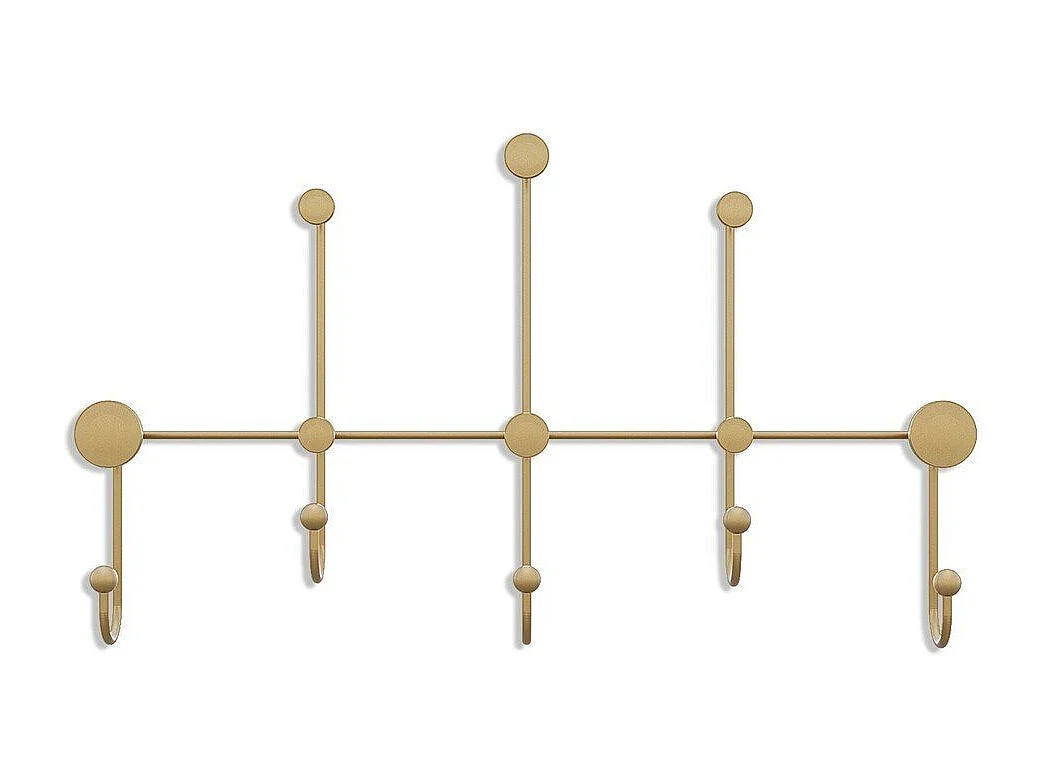 Kapstok voor aan de muur met 8 haken in goudkleurig metaal H45 cm – IYON