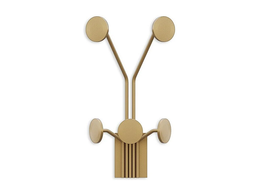 Kapstok voor aan de muur met 5 haken in goudkleurig metaal H40 cm – GIRAFFE