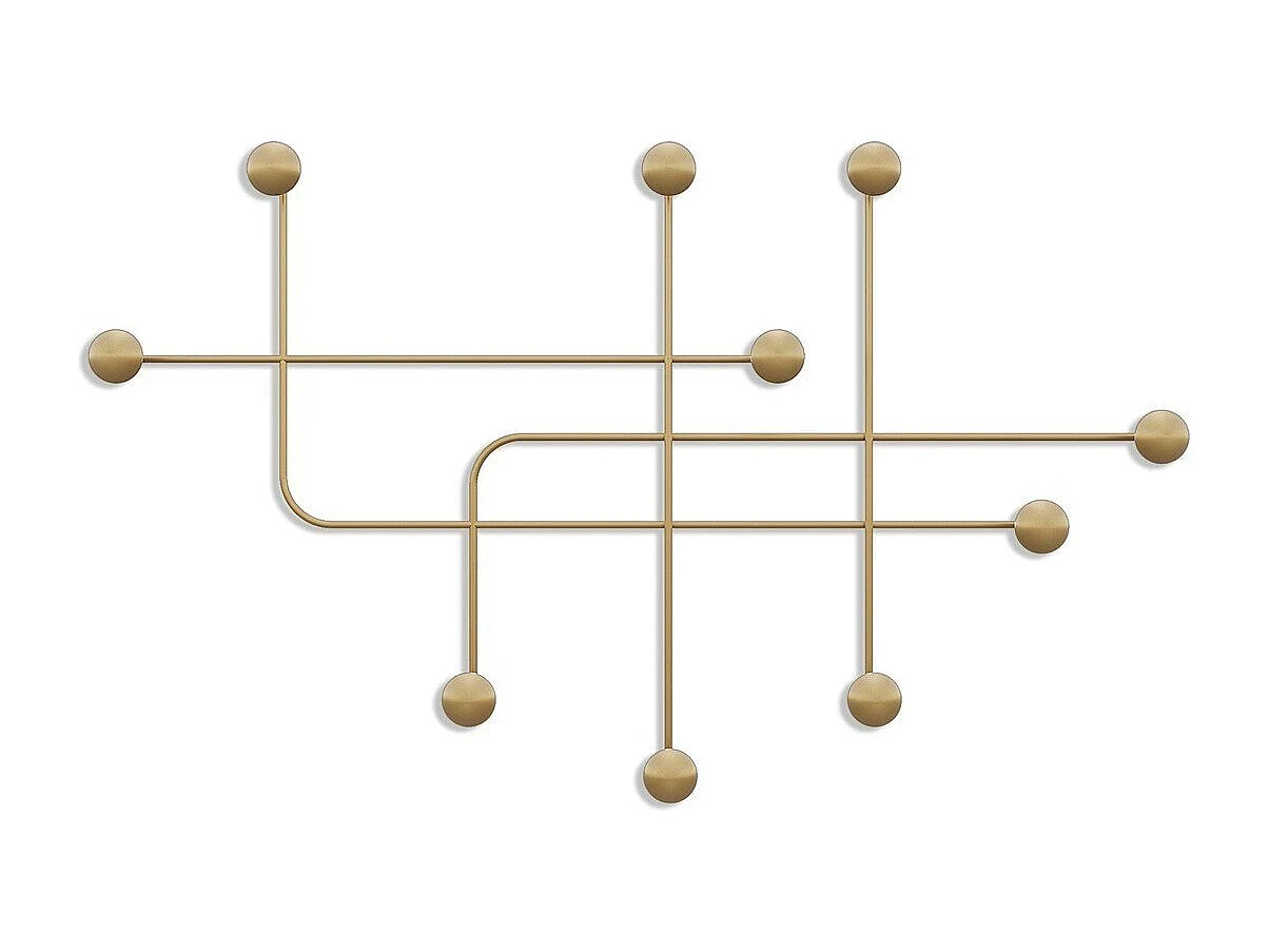Kapstok voor aan de muur met 9 haken in goudkleurig metaal H64 cm – SAMARA