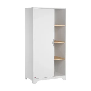 Kast met 1 deur, 2 kledingstangen en 3 open planken L88.5cm – Leaf Kast met 1 deur, 2 kledingstangen en 3 open planken L88.5cm – Leaf