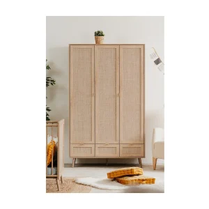 Kast 3 Deuren 3 Lades en 2 Kledingkasten L120 cm – Rotanprint – BALI