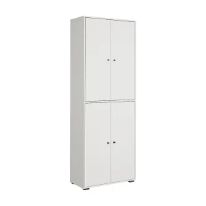 Hoge ruime schoenenkast met klepdeuren wit