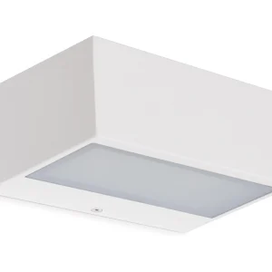 IONA moderne stijl wandlamp – L. 18 cm -E27 ø45 – 40W – aluminium en wit – IP44 -up&down IONA moderne stijl wandlamp – L. 18 cm -E27 ø45 – 40W – aluminium en wit – IP44 -up&down