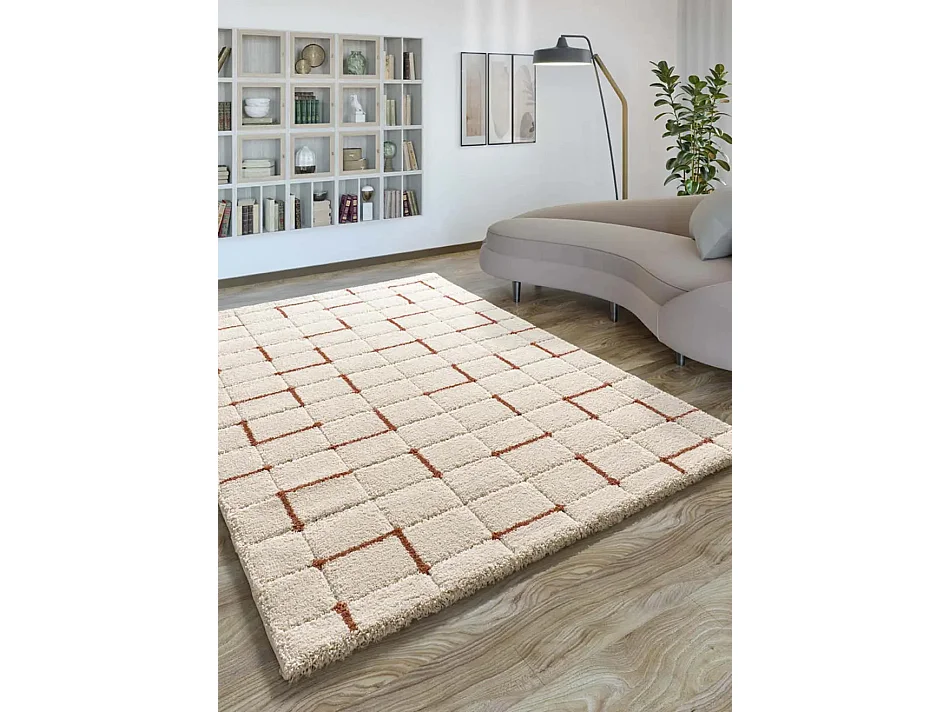 Hoogpolig tapijt - shaggy geometrisch - wit - 160x230 cm - BRENDA