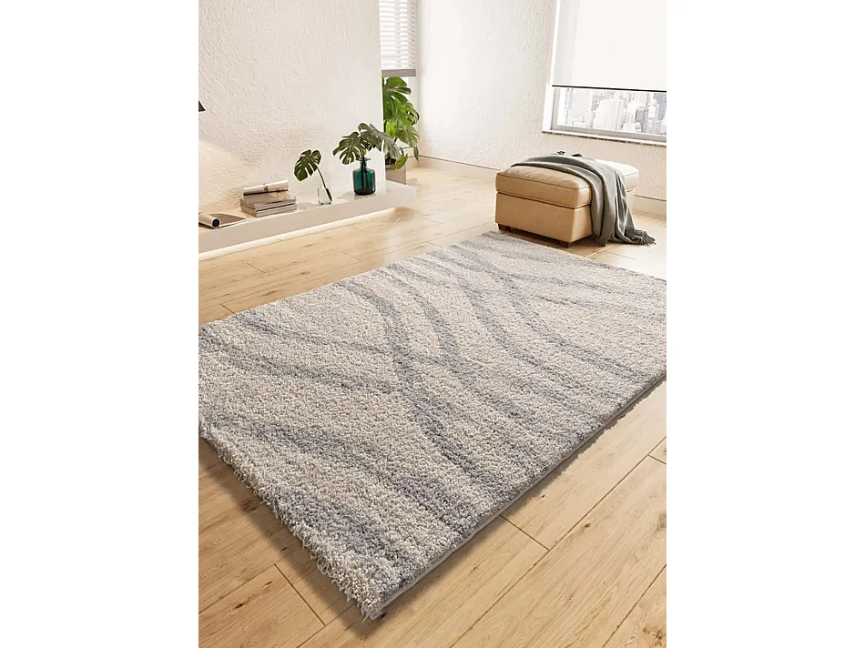 Hoogpolig tapijt - shaggy scandinavisch - zilverkleurig - 133x190 cm - HELIA