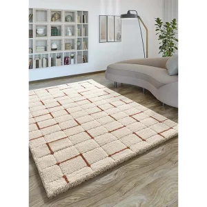 Hoogpolig tapijt – shaggy geometrisch – wit – 60×120 cm – BRENDA Hoogpolig tapijt – shaggy geometrisch – wit – 60×120 cm – BRENDA