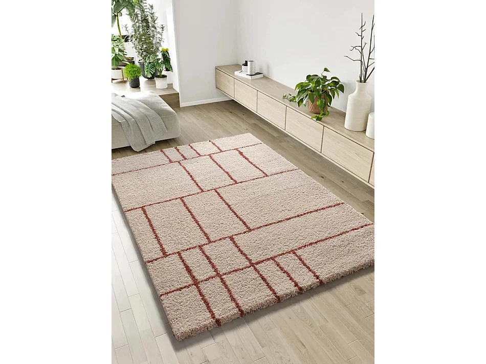Hoogpolig tapijt - shaggy geometrisch - geel - 133x190 cm - HELIA