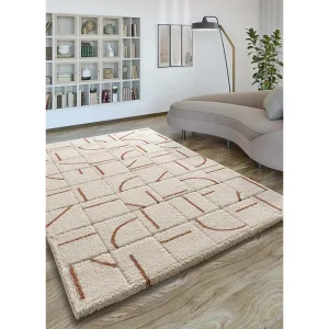 Hoogpolig tapijt – shaggy geometrisch – wit – 133×190 cm – BRENDA Hoogpolig tapijt – shaggy geometrisch – wit – 133×190 cm – BRENDA