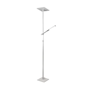 Ideal – Witte LED metalen vloerlamp H.180 cm Fabas Luce – 2 lampen van 40W en 8W met geïntegreerde LED 3000K