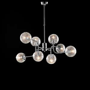Ikarus Suspension en fer chromé poli 8 lumières X 93 d.93 BL213-8-CR