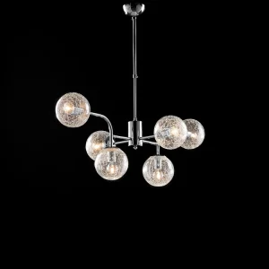 Ikarus Suspension en fer chromé poli 6 lumières X 92 d.86 BL213-6-CR