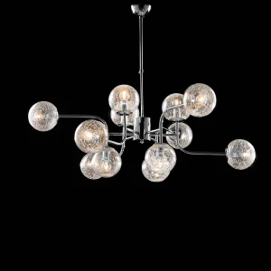 Ikarus Lampe à suspension en fer chromé poli 12 lumières 94 d.105 BL213-12-CR
