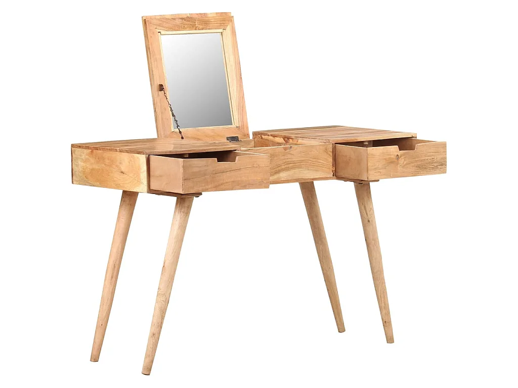 Kaptafel met spiegel 112x45x76 cm massief acaciahout