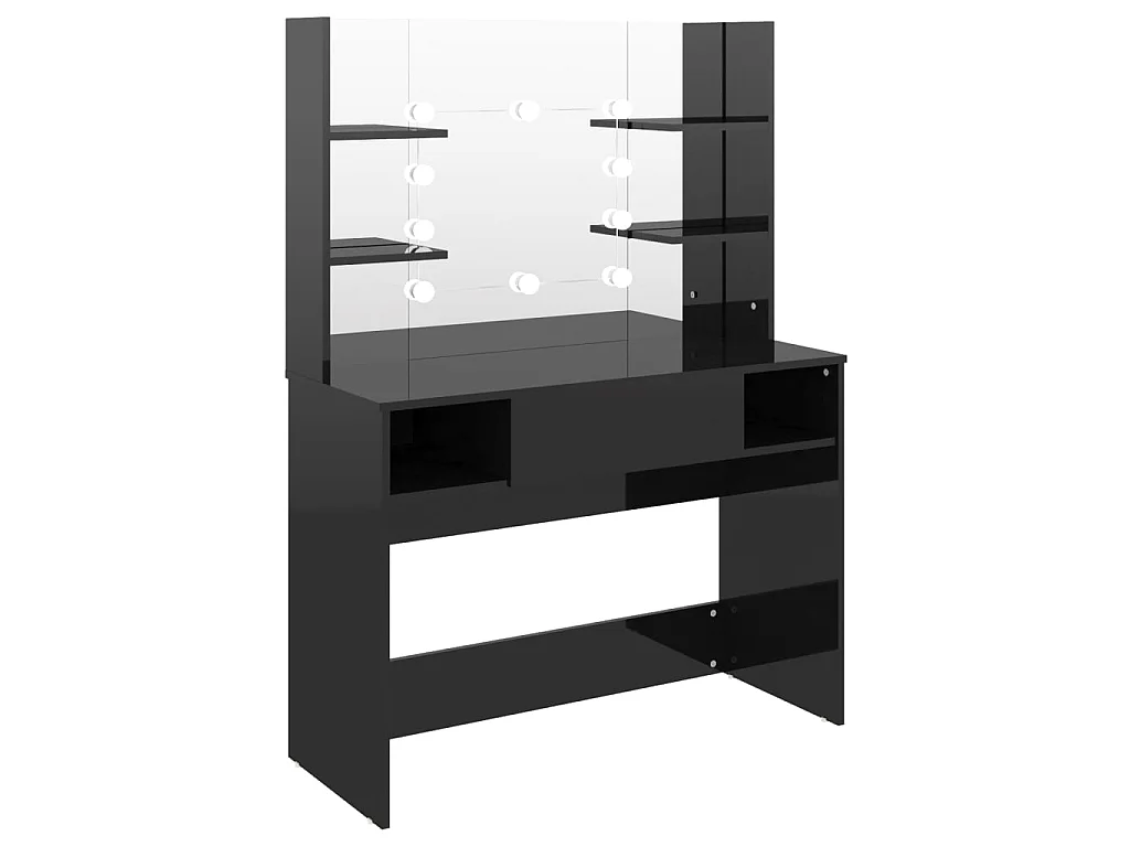 Kaptafel met LED-verlichting 100x40x135 cm MDF glanzend zwart