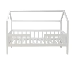 Huisbed met bedhekje hout wit 90×190 cm Huisbed met bedhekje hout wit 90×190 cm