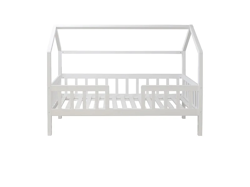 Huisbed met bedhekje hout wit 90x190 cm