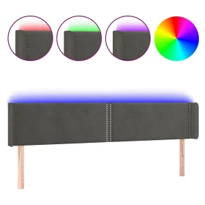 Hoofdbord LED 183x16x78/88 cm fluweel donkergrijs