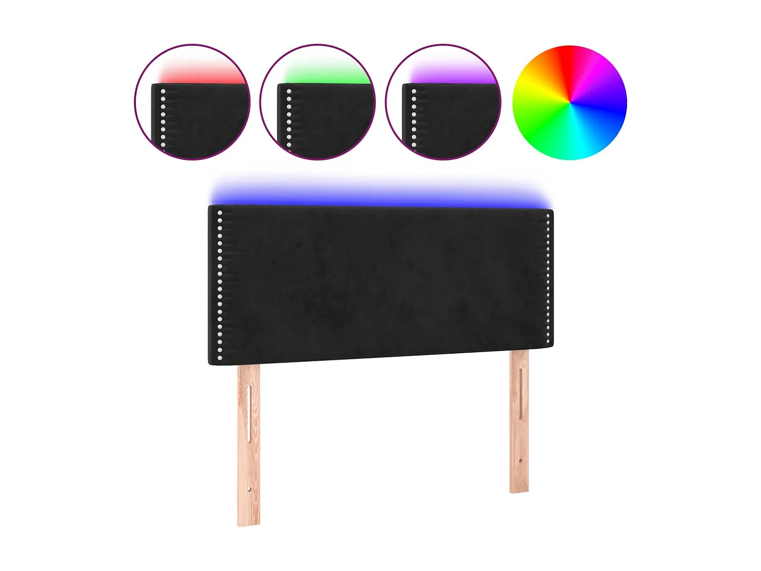 Hoofdbord LED 90x5x78/88 cm fluweel zwart