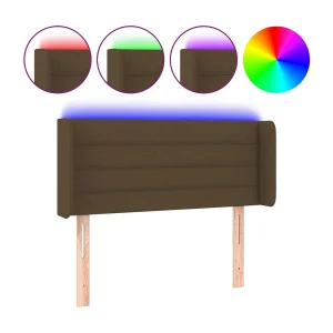 Hoofdbord LED 93x16x78/88 cm stof donkerbruin